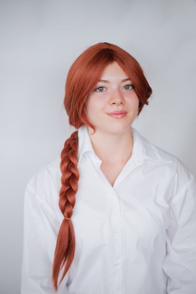 Руда перука в стилі Фіона з косичкою (1106) 1106 фото