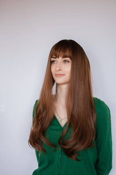 Довга перука коричнева з чолкою колорування ( 3682 ) Довга перука коричнева з чолкою колорування ( 3682 ) фото