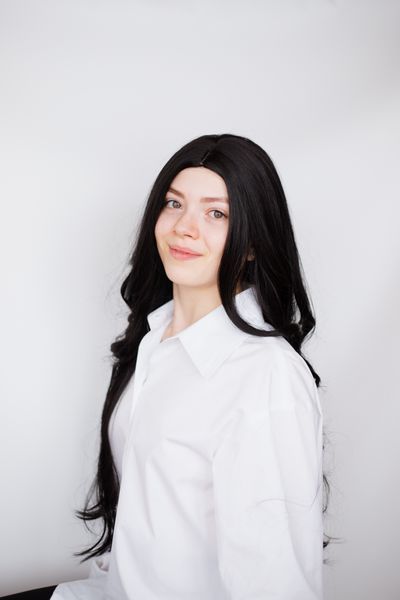 Довга чорна перука з хвилястим волоссям без чолки (2019-1) (2019-1) фото
